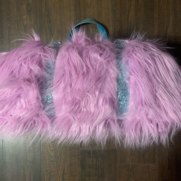 Dolls Kill Pink and Blue Furry Travel Bag - Picture 2 of 6